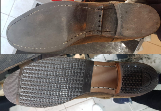 Chaussure de ville avant et après réparation